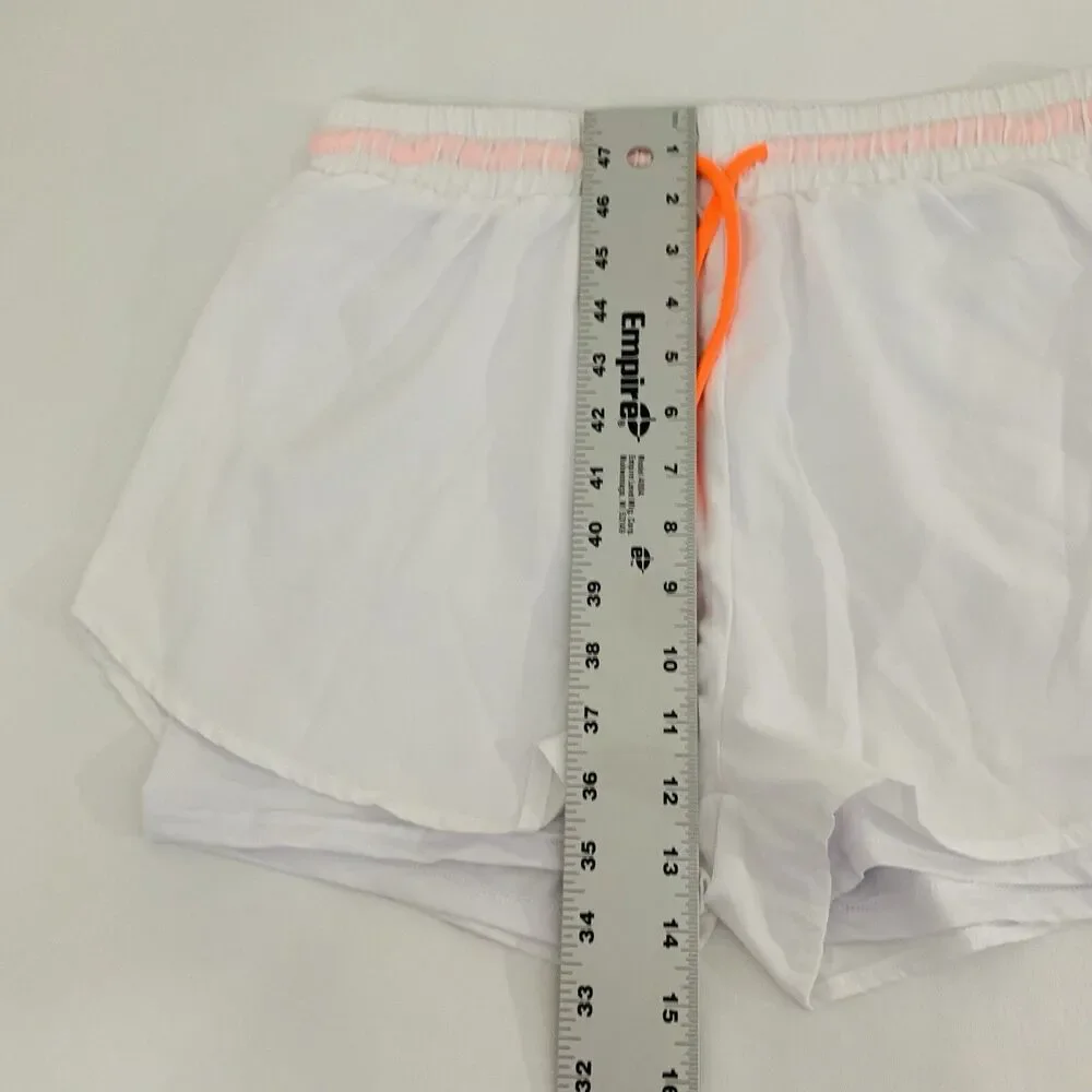NWOT Shein Athletic Shorts Women L White Stretch Lined Sport Running Workout Gym